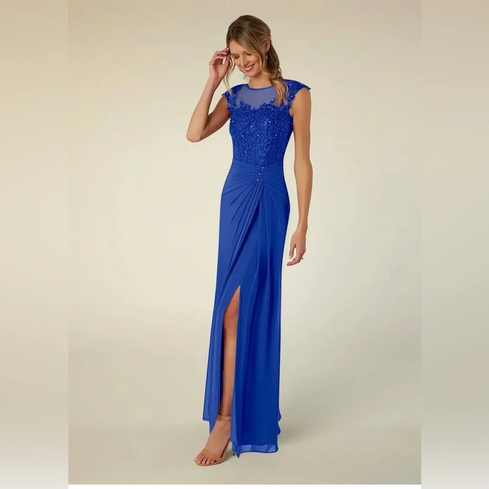 JJ’S house Royal Blue A-Line Sequins Chiffon maxi Dress Size:XL - Picture 3 of 16